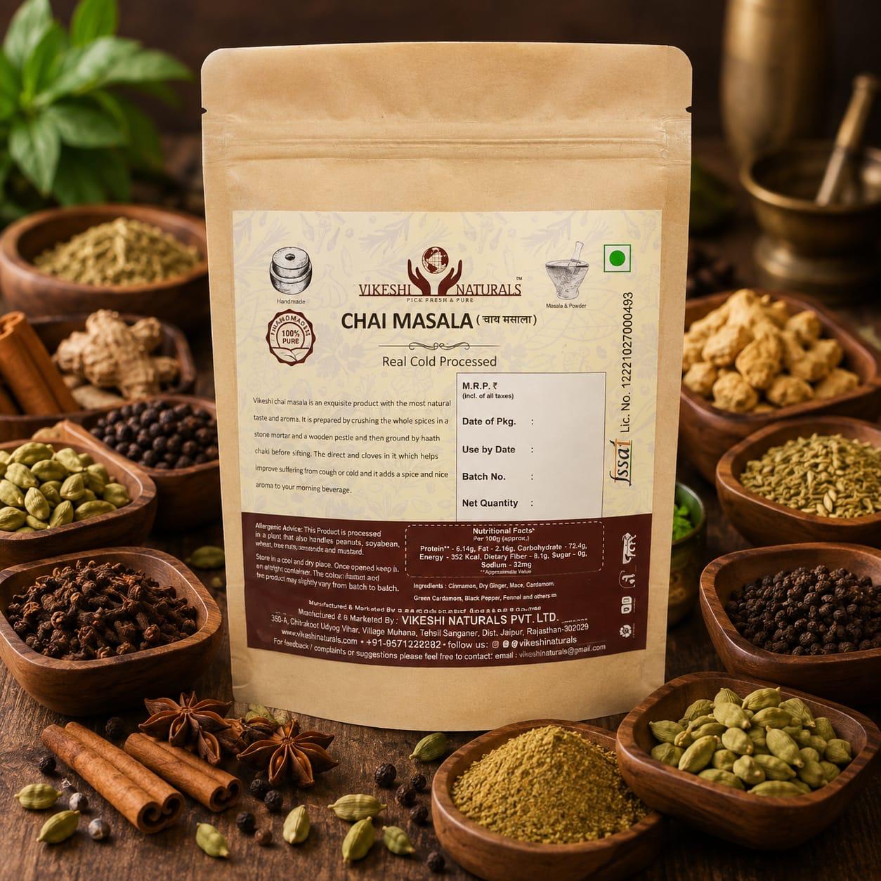 Vikeshi Naturals Chai Masala – Real Cold Processed | 100% Pure