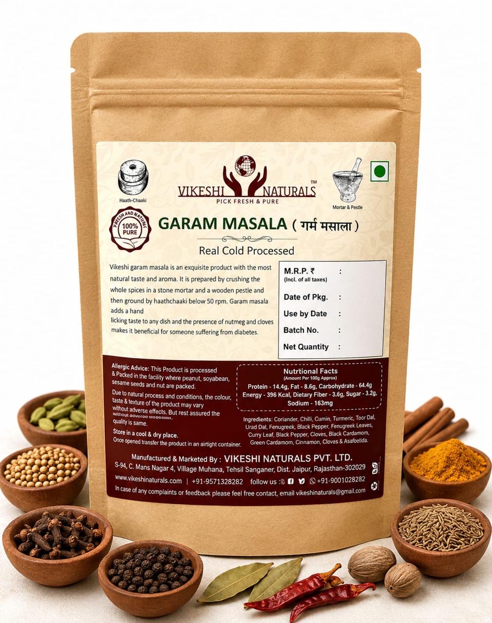 Vikeshi Naturals Garam Masala – Real Cold Processed | 100% Pure Blended Spices
