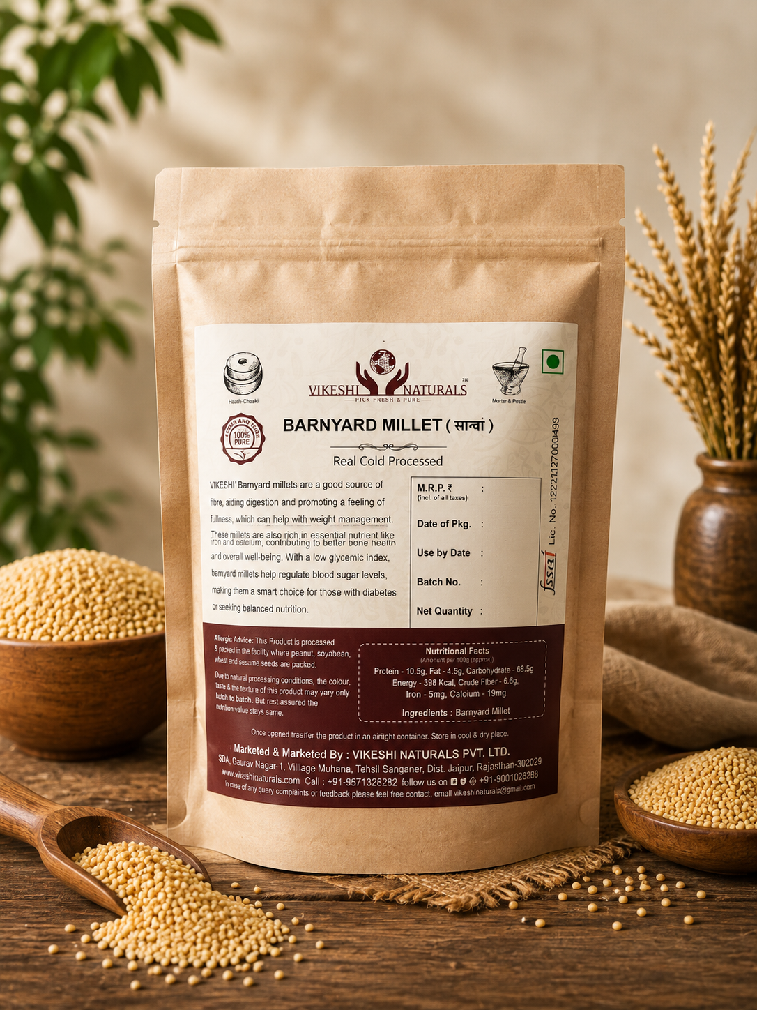Vikeshi Naturals Barnyard Millet (Sanwa) | Real Cold Processed Millet