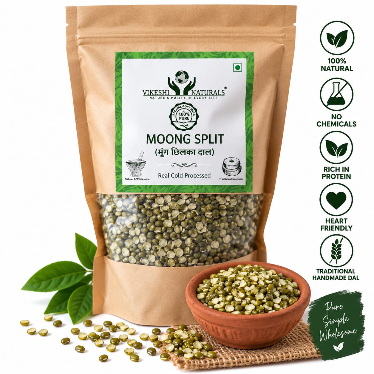 Vikeshi Naturals Moong Split Dal – Traditional Goodness in Every Meal