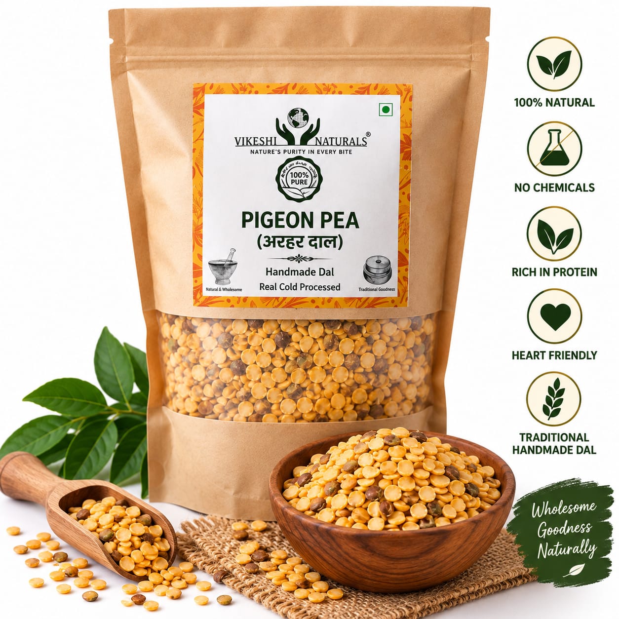 Vikeshi Naturals Pigeon Pea Dal – Traditional Taste, Wholesome Goodness